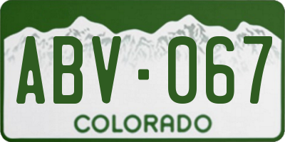 CO license plate ABV067