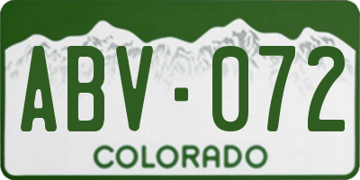 CO license plate ABV072