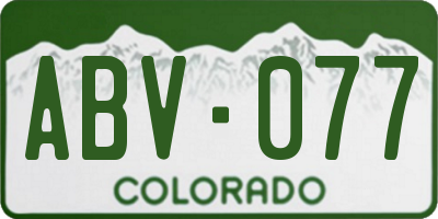 CO license plate ABV077