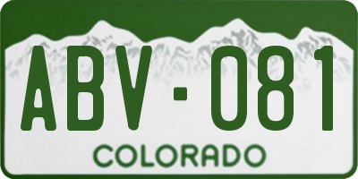 CO license plate ABV081