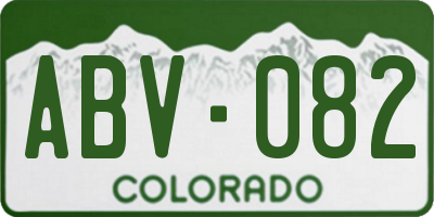 CO license plate ABV082