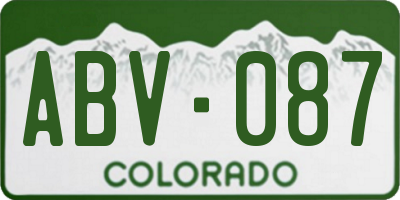 CO license plate ABV087