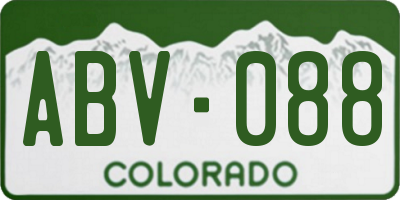 CO license plate ABV088