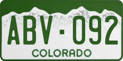 CO license plate ABV092