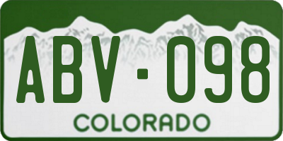 CO license plate ABV098