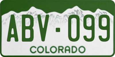 CO license plate ABV099