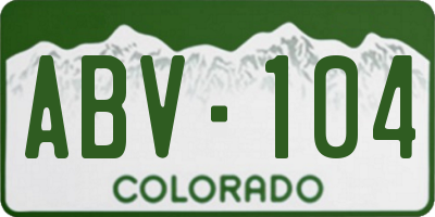 CO license plate ABV104