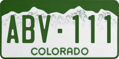 CO license plate ABV111