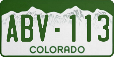 CO license plate ABV113