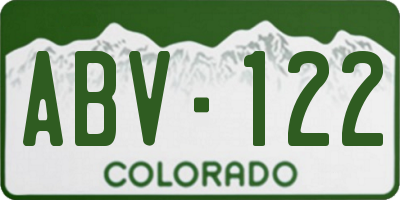 CO license plate ABV122
