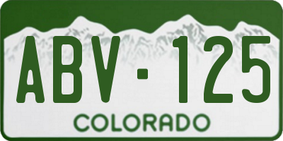 CO license plate ABV125