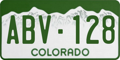 CO license plate ABV128