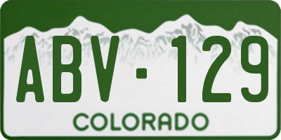 CO license plate ABV129
