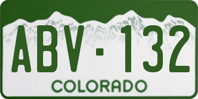 CO license plate ABV132