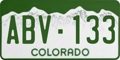 CO license plate ABV133