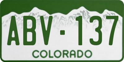 CO license plate ABV137