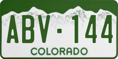 CO license plate ABV144