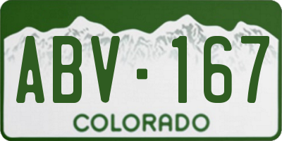 CO license plate ABV167
