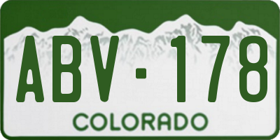 CO license plate ABV178