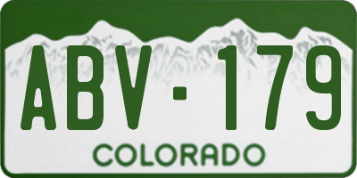 CO license plate ABV179