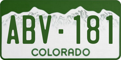 CO license plate ABV181