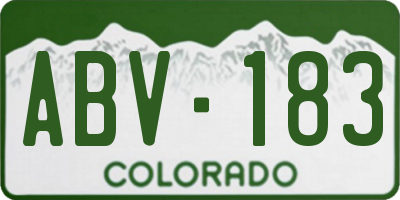 CO license plate ABV183