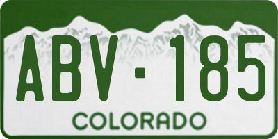 CO license plate ABV185
