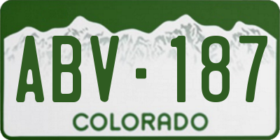 CO license plate ABV187