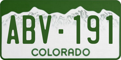 CO license plate ABV191