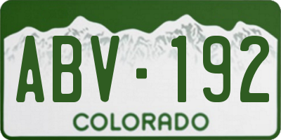 CO license plate ABV192