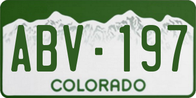 CO license plate ABV197