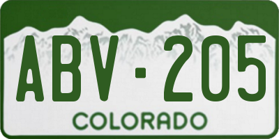 CO license plate ABV205