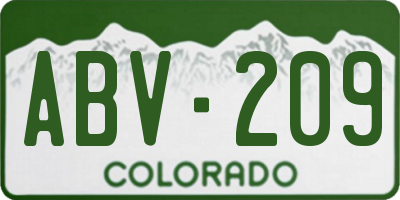 CO license plate ABV209