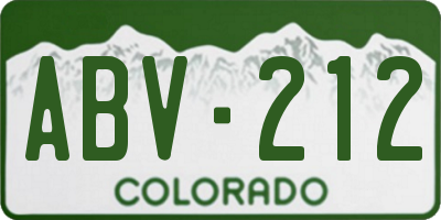 CO license plate ABV212