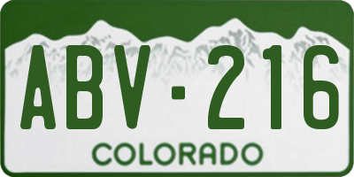 CO license plate ABV216