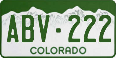 CO license plate ABV222