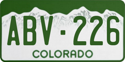 CO license plate ABV226