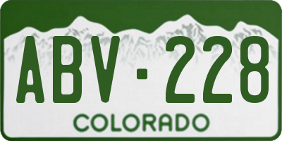 CO license plate ABV228