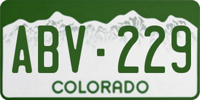 CO license plate ABV229