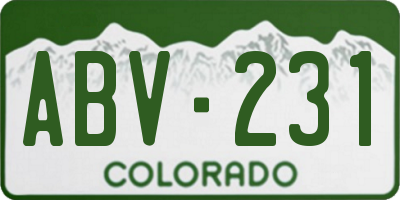 CO license plate ABV231
