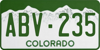 CO license plate ABV235