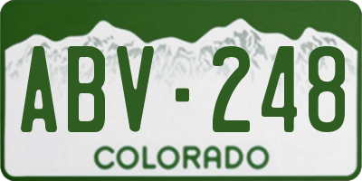 CO license plate ABV248