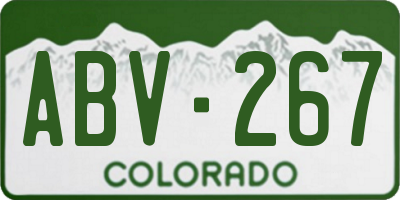 CO license plate ABV267