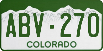 CO license plate ABV270