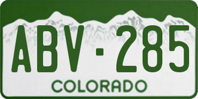 CO license plate ABV285