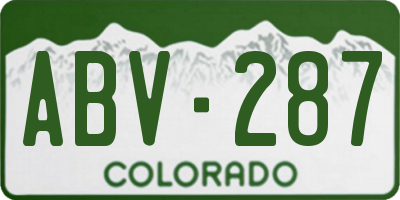 CO license plate ABV287