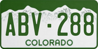 CO license plate ABV288