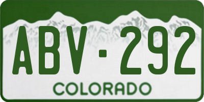CO license plate ABV292