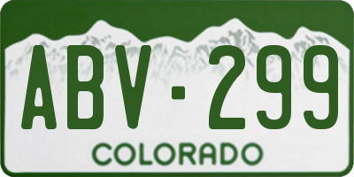 CO license plate ABV299
