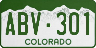 CO license plate ABV301